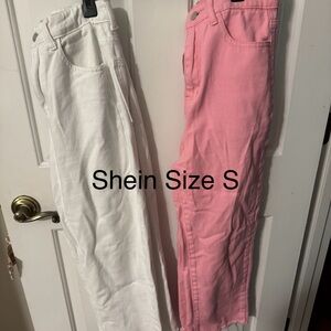 White and Pink Jeans - Size S